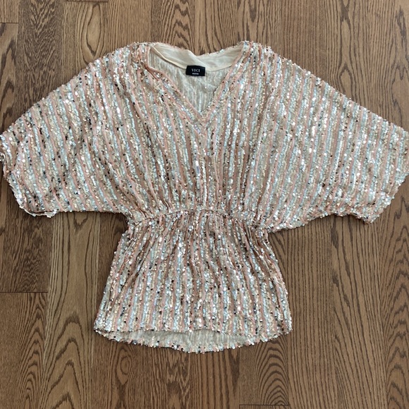 Rose gold/ champagne/silver sequin top - Picture 5 of 6